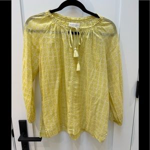 Yellow and white silk blouse